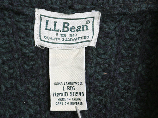 エルエルビーン ショールカラー ニット カーディガン メンズ L / アウトドア ラム ウール セーター 前開き ヘビーウェイト ポケット付き 