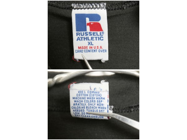 90s USA製 ラッセル モックネック 長袖Tシャツ メンズ XL 古着 オールド ロンT  無地 ヘビーウェイト コットン カットソー 大きいサイズ 黒