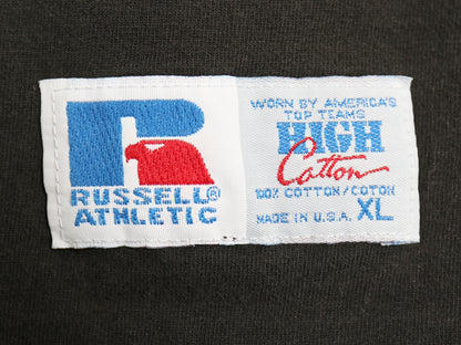 90s USA製 ラッセル モックネック 長袖Tシャツ メンズ XL 古着 オールド ロンT  無地 ヘビーウェイト コットン カットソー 大きいサイズ 黒