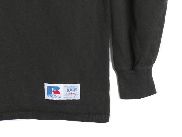 90s USA製 ラッセル モックネック 長袖Tシャツ メンズ XL 古着 オールド ロンT  無地 ヘビーウェイト コットン カットソー 大きいサイズ 黒