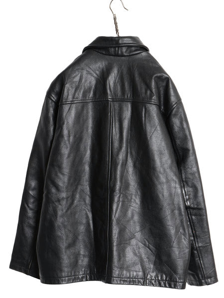 00s KYMO 本革 レザー スポーツ ジャケット メンズ S オールド 革ジャン オールレザー シングル ライダース スイングトップ ジャンパー 黒