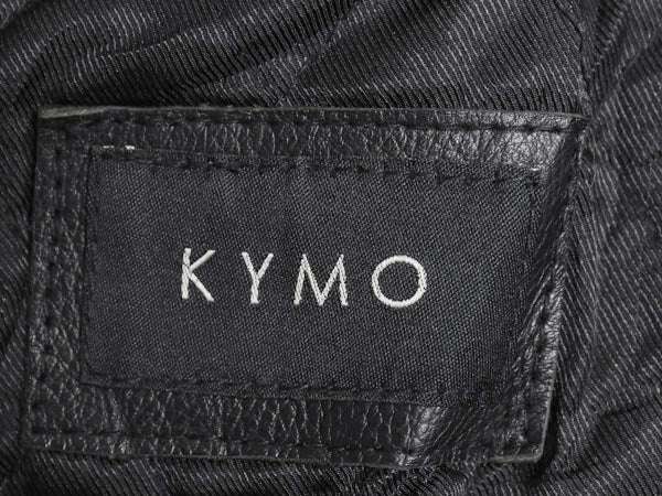 00s KYMO 本革 レザー スポーツ ジャケット メンズ S オールド 革ジャン オールレザー シングル ライダース スイングトップ ジャンパー 黒