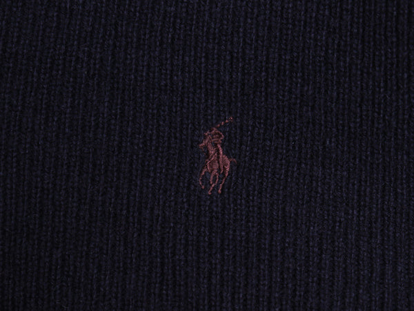 90s ポロ ラルフローレン ニット セーター メンズ XL オールド ラム ウール ワンポイント ポニー 刺繍 Vネック チルデン 無地 大きいサイズ