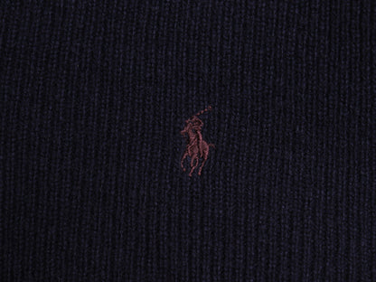 90s ポロ ラルフローレン ニット セーター メンズ XL オールド ラム ウール ワンポイント ポニー 刺繍 Vネック チルデン 無地 大きいサイズ