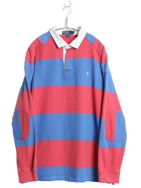 90s ポロ ラルフローレン ボーダー 長袖 ラガーシャツ メンズ XL / 古着 オールド ラグビー 長袖シャツ ポロシャツ 大きいサイズ ツートン