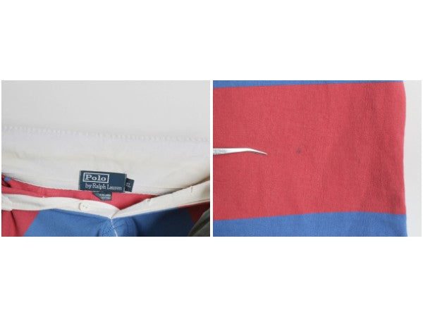 90s ポロ ラルフローレン ボーダー 長袖 ラガーシャツ メンズ XL / 古着 オールド ラグビー 長袖シャツ ポロシャツ 大きいサイズ ツートン