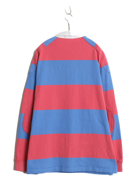 90s ポロ ラルフローレン ボーダー 長袖 ラガーシャツ メンズ XL / 古着 オールド ラグビー 長袖シャツ ポロシャツ 大きいサイズ ツートン