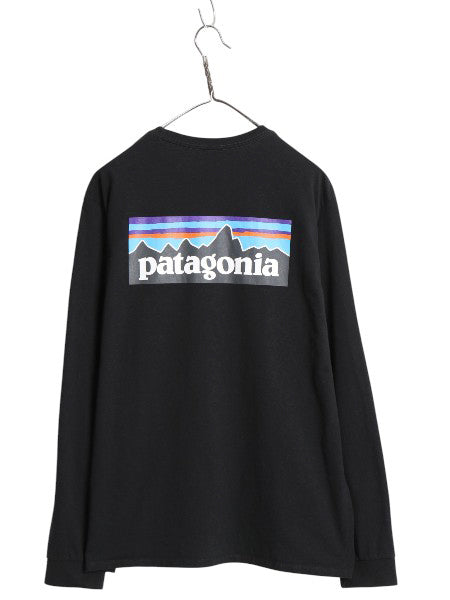 パタゴニア 両面 プリント 長袖 Tシャツ メンズ L 21年製 アウトドア ロンT ロングスリーブ P6 バックプリント ボックスロゴ カットソー 黒