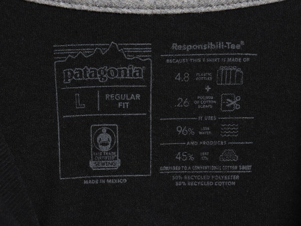 パタゴニア 両面 プリント 長袖 Tシャツ メンズ L 21年製 アウトドア ロンT ロングスリーブ P6 バックプリント ボックスロゴ カットソー 黒