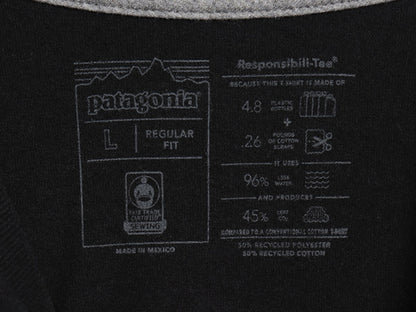 パタゴニア 両面 プリント 長袖 Tシャツ メンズ L 21年製 アウトドア ロンT ロングスリーブ P6 バックプリント ボックスロゴ カットソー 黒