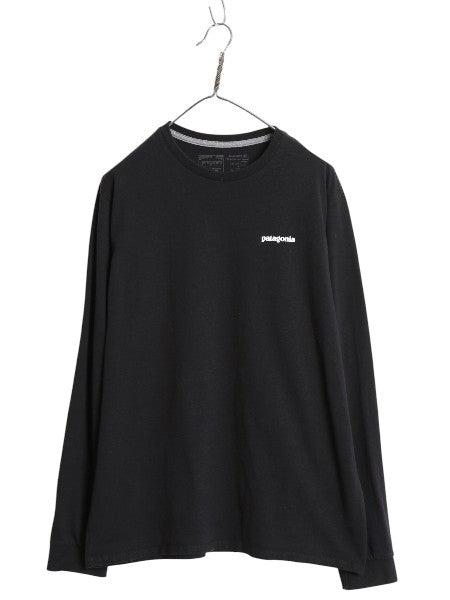 パタゴニア 両面 プリント 長袖 Tシャツ メンズ L 21年製 アウトドア ロンT ロングスリーブ P6 バックプリント ボックスロゴ カットソー 黒