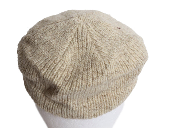 90s ランズエンド ウール ニット ハンチング キャップ メンズ レディース S / M オールド ライナー付き オートミール シンプル 帽子 無地