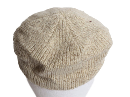 90s ランズエンド ウール ニット ハンチング キャップ メンズ レディース S / M オールド ライナー付き オートミール シンプル 帽子 無地