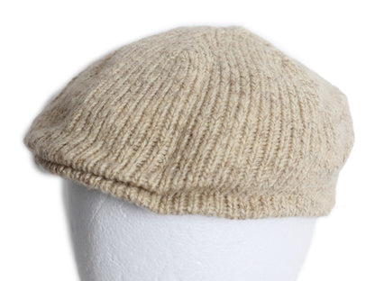 90s ランズエンド ウール ニット ハンチング キャップ メンズ レディース S / M オールド ライナー付き オートミール シンプル 帽子 無地