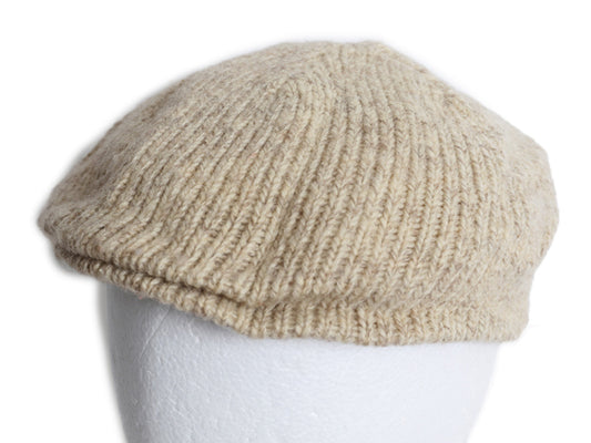 90s ランズエンド ウール ニット ハンチング キャップ メンズ レディース S / M オールド ライナー付き オートミール シンプル 帽子 無地