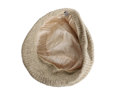 90s ランズエンド ウール ニット ハンチング キャップ メンズ レディース S / M オールド ライナー付き オートミール シンプル 帽子 無地