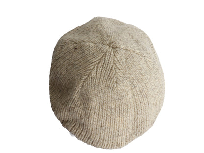 90s ランズエンド ウール ニット ハンチング キャップ メンズ レディース S / M オールド ライナー付き オートミール シンプル 帽子 無地