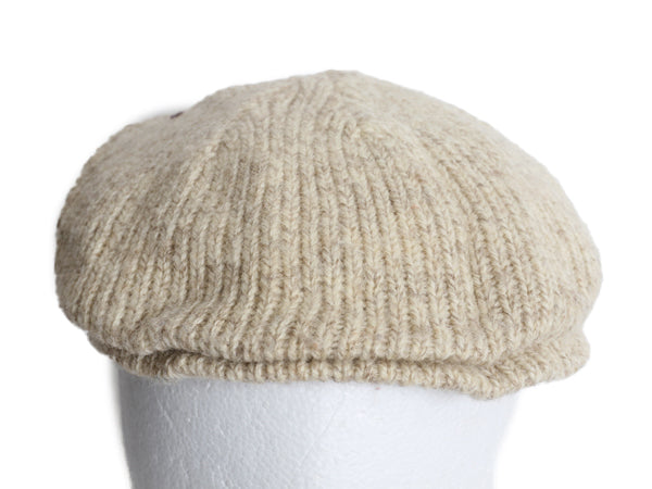 90s ランズエンド ウール ニット ハンチング キャップ メンズ レディース S / M オールド ライナー付き オートミール シンプル 帽子 無地