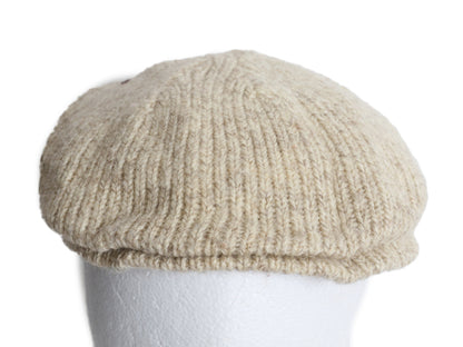 90s ランズエンド ウール ニット ハンチング キャップ メンズ レディース S / M オールド ライナー付き オートミール シンプル 帽子 無地