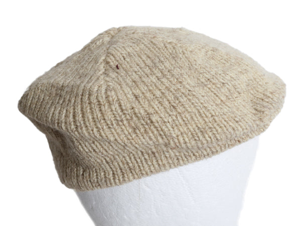 90s ランズエンド ウール ニット ハンチング キャップ メンズ レディース S / M オールド ライナー付き オートミール シンプル 帽子 無地