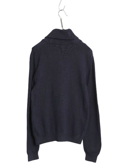 00s ローレン ラルフローレン ショールカラー ニット セーター レディース M オールド コットン ストレッチ リブ編み プルオーバー 無地 紺
