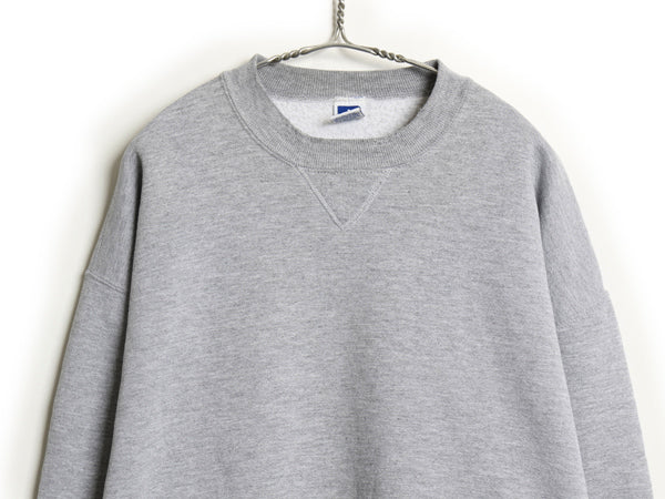 90s ラッセル 無地 スウェット メンズ レディース XL / オールド トレーナー 前V ワンポイント ブランク クルーネック 裏起毛 大きいサイズ