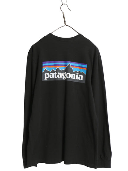 パタゴニア 両面 プリント 長袖 Tシャツ メンズ M 19年製 アウトドア ロンT ロングスリーブ P6 バックプリント ボックスロゴ カットソー 黒