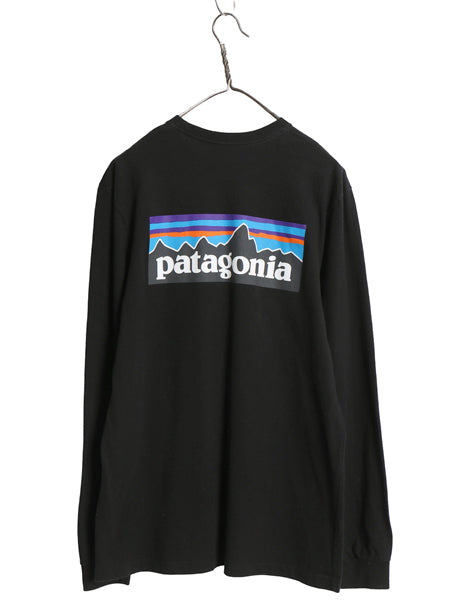 パタゴニア 両面 プリント 長袖 Tシャツ メンズ M 19年製 アウトドア ロンT ロングスリーブ P6 バックプリント ボックスロゴ カットソー 黒