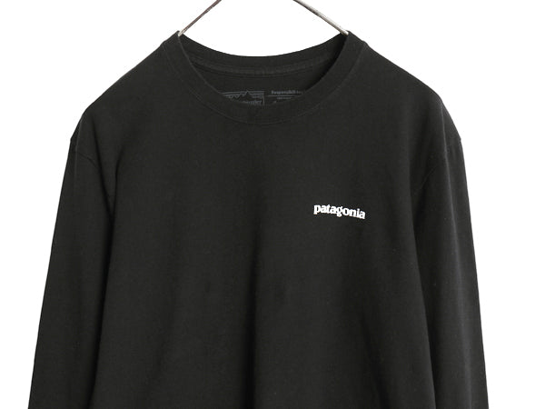 パタゴニア 両面 プリント 長袖 Tシャツ メンズ M 19年製 アウトドア ロンT ロングスリーブ P6 バックプリント ボックスロゴ カットソー 黒
