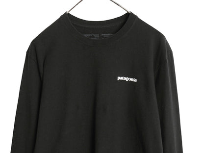 パタゴニア 両面 プリント 長袖 Tシャツ メンズ M 19年製 アウトドア ロンT ロングスリーブ P6 バックプリント ボックスロゴ カットソー 黒