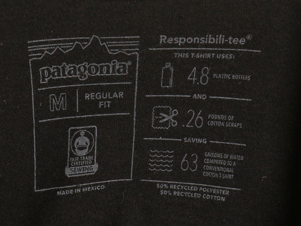 パタゴニア 両面 プリント 長袖 Tシャツ メンズ M 19年製 アウトドア ロンT ロングスリーブ P6 バックプリント ボックスロゴ カットソー 黒