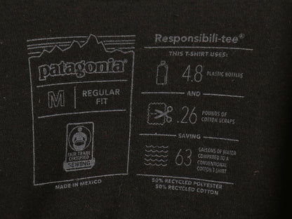 パタゴニア 両面 プリント 長袖 Tシャツ メンズ M 19年製 アウトドア ロンT ロングスリーブ P6 バックプリント ボックスロゴ カットソー 黒