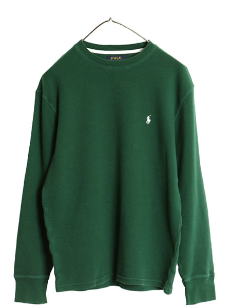 ポロ ラルフローレン 長袖 サーマル Tシャツ メンズ M ロンT ワッフル カットソー ストレッチ トップス インナー ワンポイント ポニー 無地