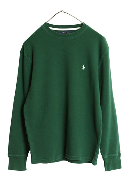 ポロ ラルフローレン 長袖 サーマル Tシャツ メンズ M ロンT ワッフル カットソー ストレッチ トップス インナー ワンポイント ポニー 無地