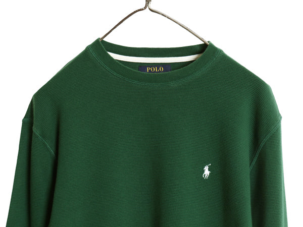 ポロ ラルフローレン 長袖 サーマル Tシャツ メンズ M ロンT ワッフル カットソー ストレッチ トップス インナー ワンポイント ポニー 無地