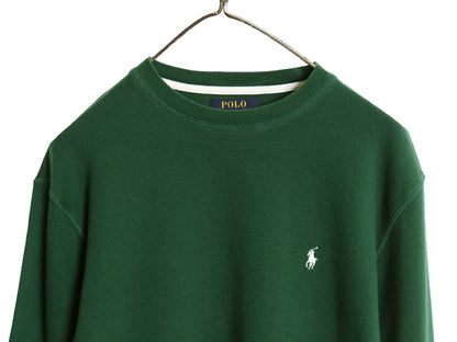 ポロ ラルフローレン 長袖 サーマル Tシャツ メンズ M ロンT ワッフル カットソー ストレッチ トップス インナー ワンポイント ポニー 無地
