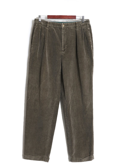 90s ノーティカ 太畝 コーデュロイ パンツ 実寸 33 30 / オールド テーパード ツータック コットン スラックス ボトムス 裾ダブル ゆったり