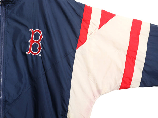90s レッドソックス ナイロン トラック ジャケット メンズ L オールド MLB オフィシャル スターター スタジャン フルジップ ハイネック 紺
