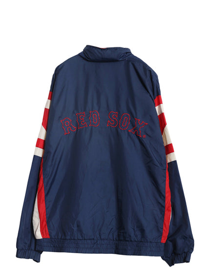 90s レッドソックス ナイロン トラック ジャケット メンズ L オールド MLB オフィシャル スターター スタジャン フルジップ ハイネック 紺