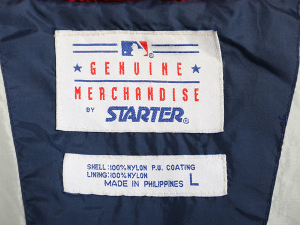 90s レッドソックス ナイロン トラック ジャケット メンズ L オールド MLB オフィシャル スターター スタジャン フルジップ ハイネック 紺