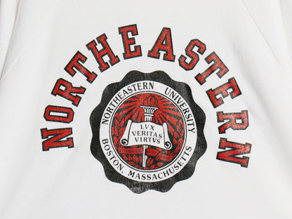 80s USA製 チャンピオン 2段 カレッジ プリント スウェット メンズ レディース M ヴィンテージ トレーナー 裏起毛 トリコタグ ラグラン 白