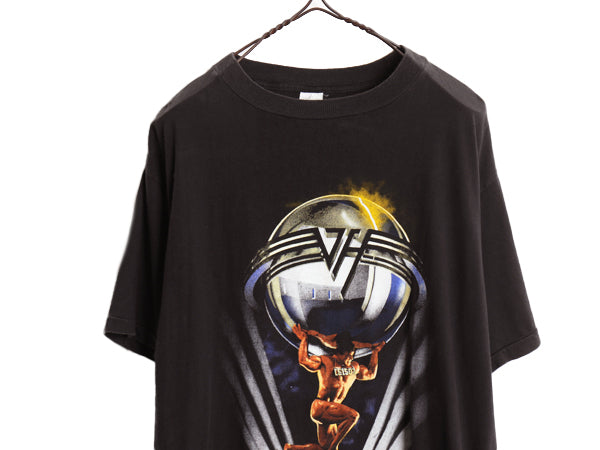 80s ★ ヴァンヘイレン ツアー プリント Tシャツ メンズ L 程/ 古着 ヴィンテージ 当時物 半袖Tシャツ ロック イラスト グラフィック 黒