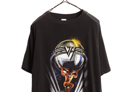 80s ★ ヴァンヘイレン ツアー プリント Tシャツ メンズ L 程/ 古着 ヴィンテージ 当時物 半袖Tシャツ ロック イラスト グラフィック 黒