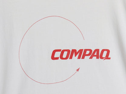 00s ★ COMPAQ ロゴ プリント Tシャツ メンズ XL / オールド 企業物 当時物 コンピューター テック メッセージ グラフィック イラスト 白