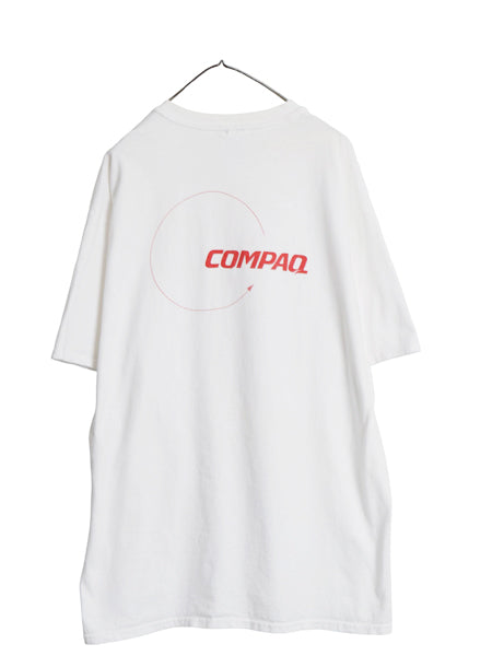 00s ★ COMPAQ ロゴ プリント Tシャツ メンズ XL / オールド 企業物 当時物 コンピューター テック メッセージ グラフィック イラスト 白