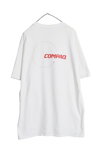 00s ★ COMPAQ ロゴ プリント Tシャツ メンズ XL / オールド 企業物 当時物 コンピューター テック メッセージ グラフィック イラスト 白