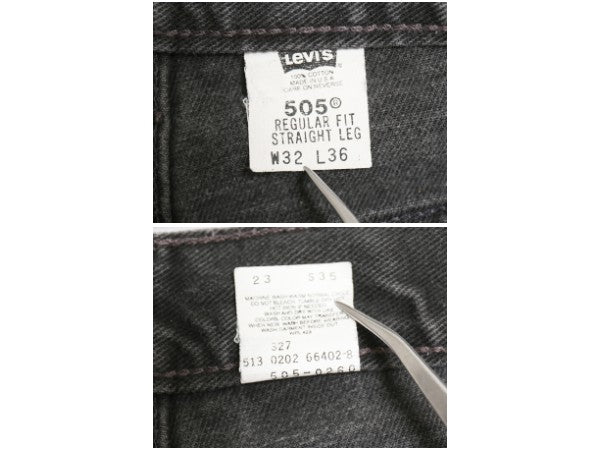 00s USA製 リーバイス 505 ブラック デニム パンツ メンズ 32 36 オールド ジーンズ ジーパン Gパン スリム ストレート ボトムス 赤タブ 黒