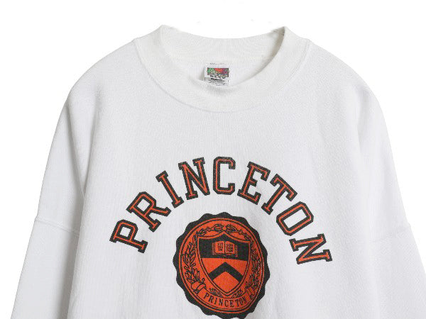90s 2段 カレッジ プリント スウェット メンズ XXL / オールド トレーナー 裏起毛 クルーネック 大きいサイズ トップス シンプル ホワイト