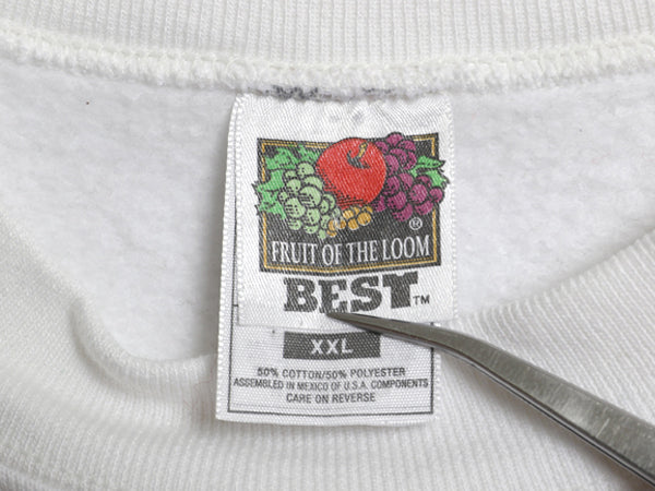 90s 2段 カレッジ プリント スウェット メンズ XXL / オールド トレーナー 裏起毛 クルーネック 大きいサイズ トップス シンプル ホワイト