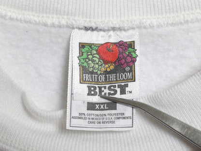 90s 2段 カレッジ プリント スウェット メンズ XXL / オールド トレーナー 裏起毛 クルーネック 大きいサイズ トップス シンプル ホワイト